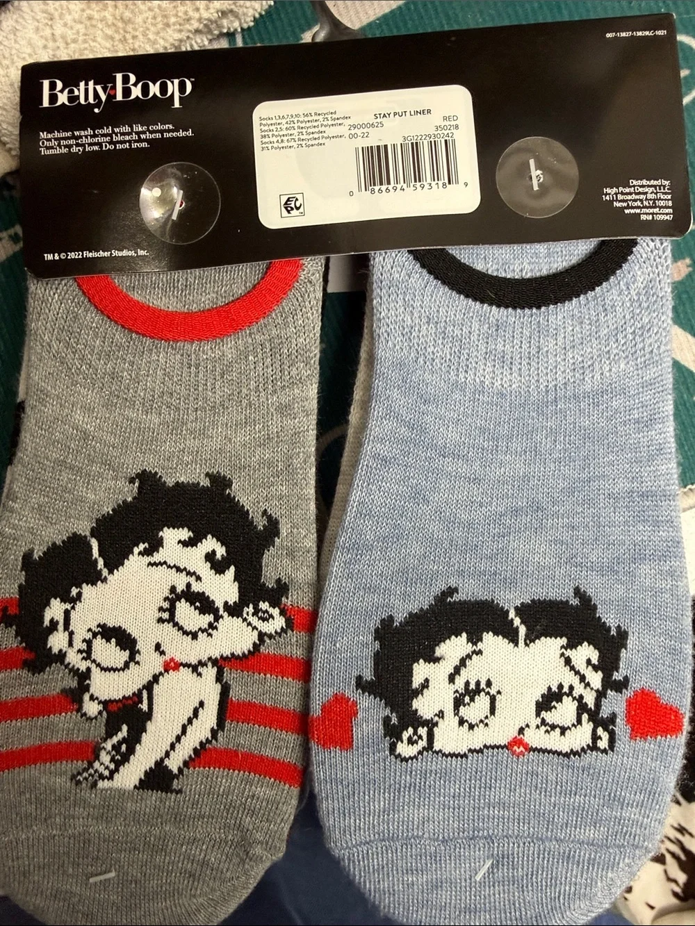 Betty Boop Red & Black No-Show Sock Duo